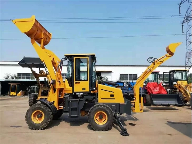 Excavatrice de construction occupée aux deux extrémités
